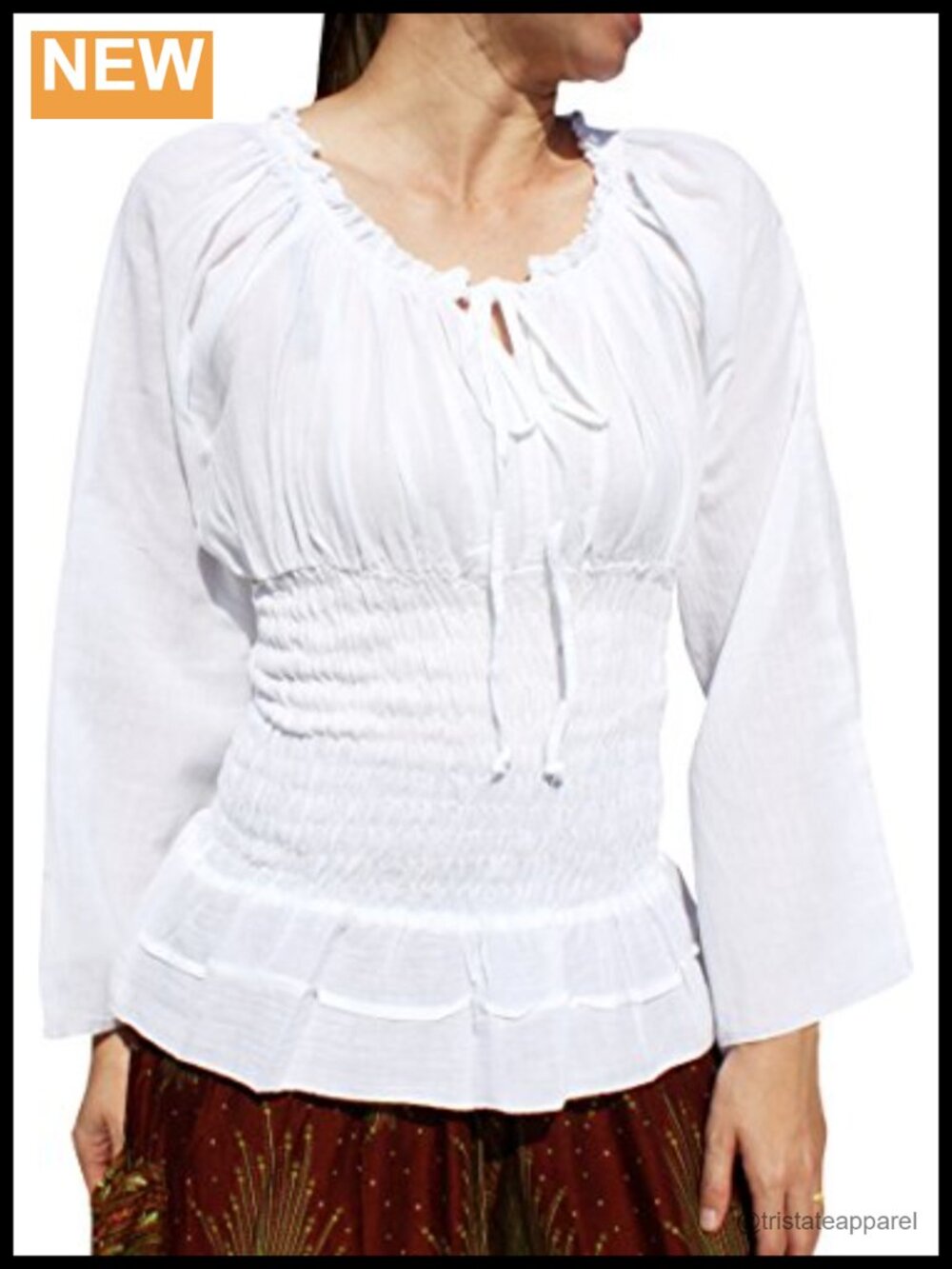 Handmade 100% Cotton Gauze Renaissance Blouse Long Sleeve